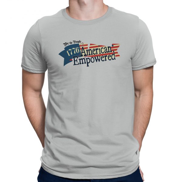 Model wearing Silver 1776 American Empowered t-shirt.